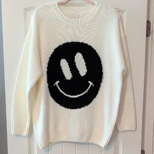 White Smiley Crewneck Sweater - Urban Outfitters